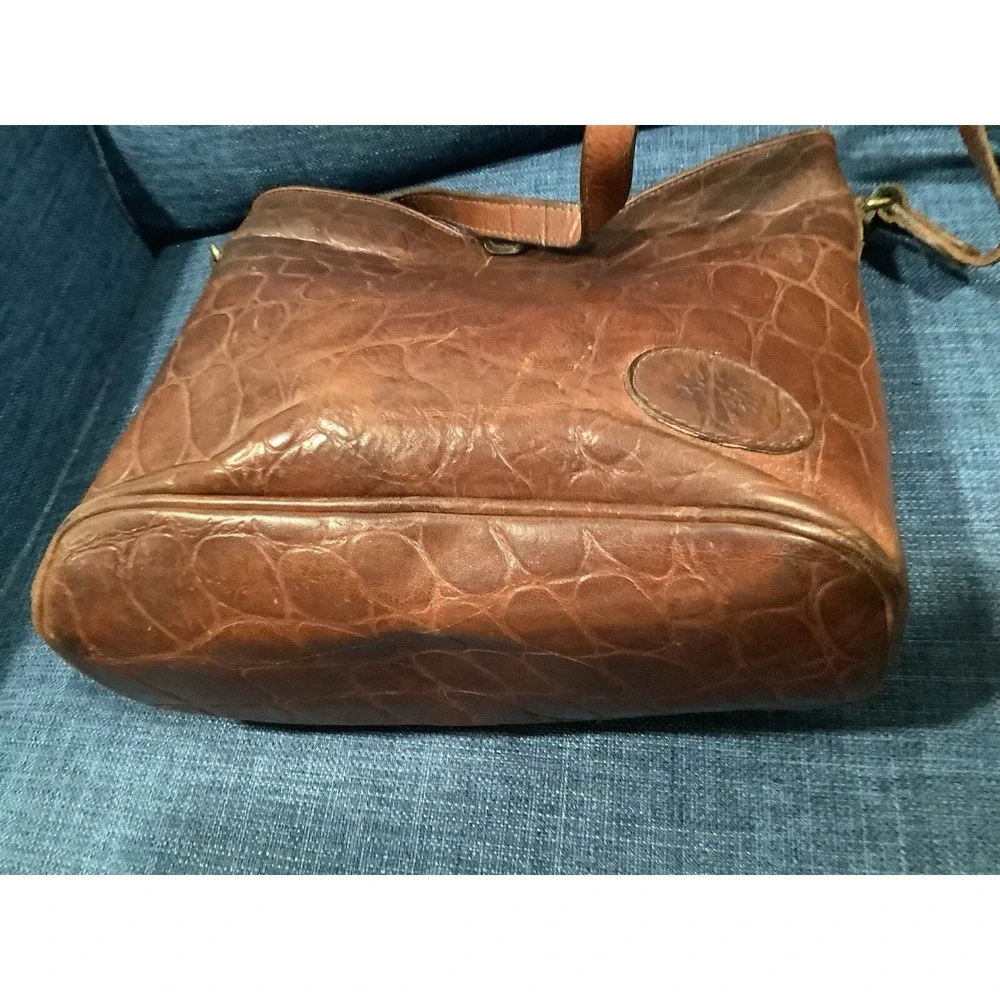 Rare Mulberry 2Way Shoulder Bag Handbag Bucket Leather Croco Embossed